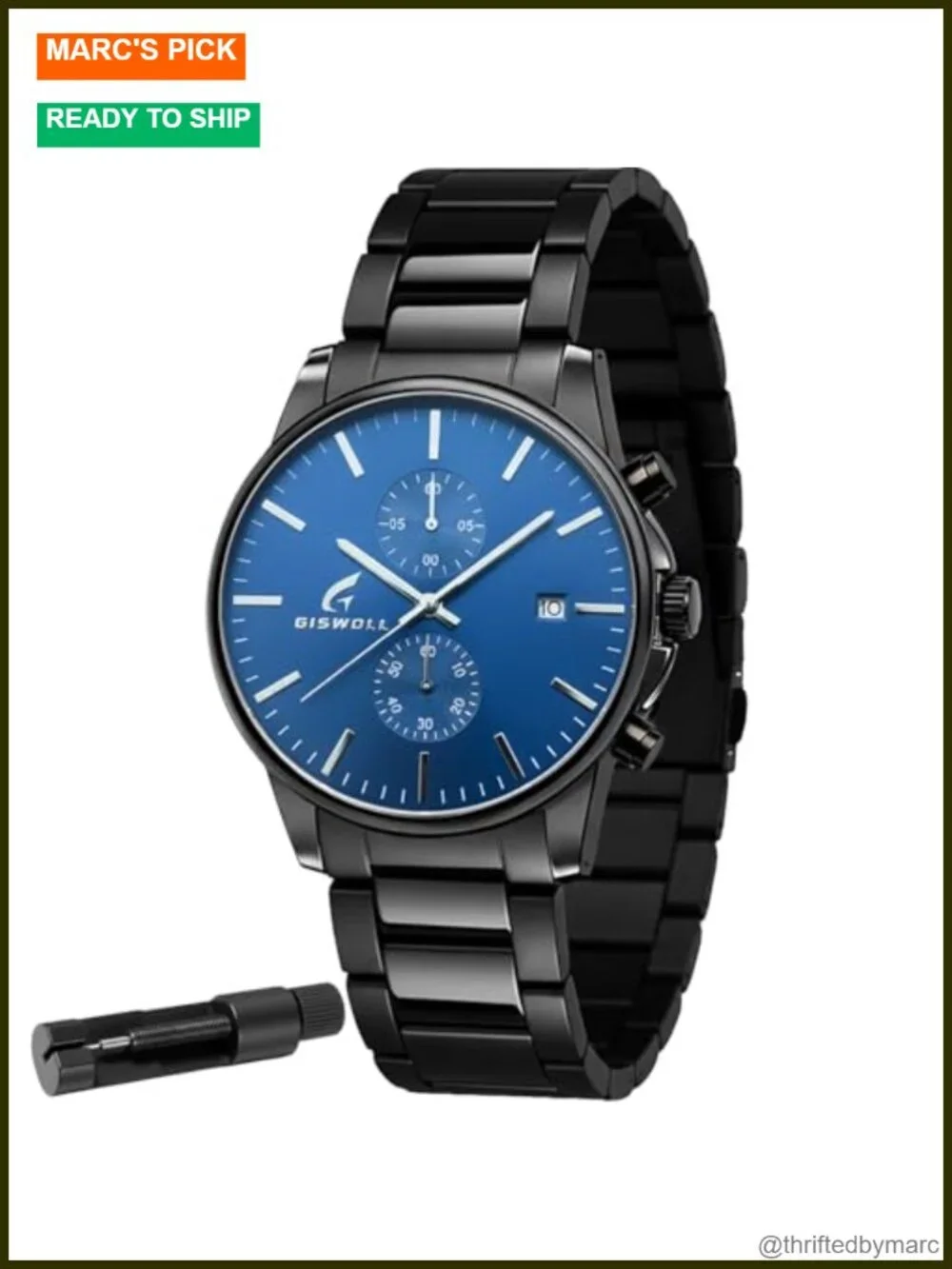 Stainless Steel Chronograph Watch with Japanese Movement - Waterproof Quartz